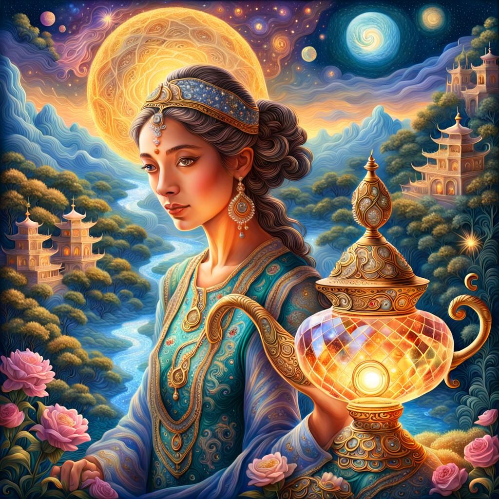 “Stunning and beautiful starry oriental landscape pouring fr...