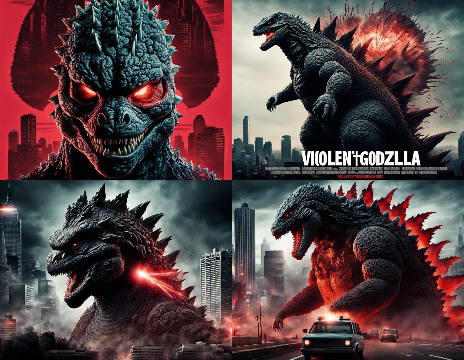 Violent Godzilla Brain Surgery Horror Movie Poster