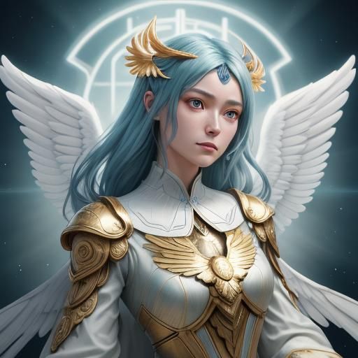 Cute Alien Angel Girl in Manga Style