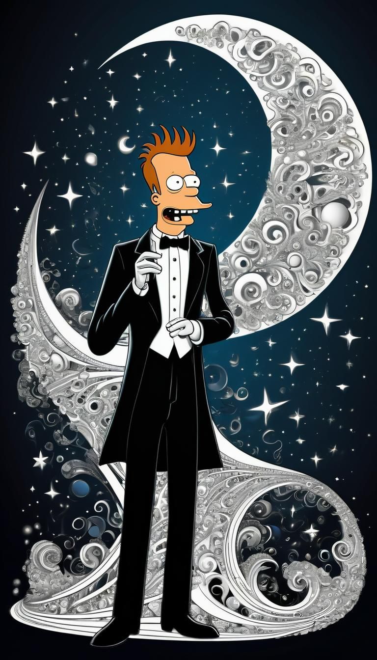 Fry from Futurama Sings in Abstract Fractal Art