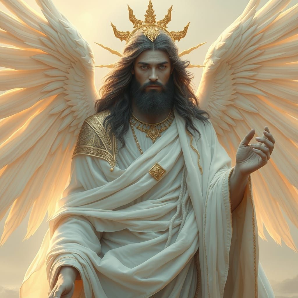 Divine Being in Ethereal Light, Detailed Textured Style