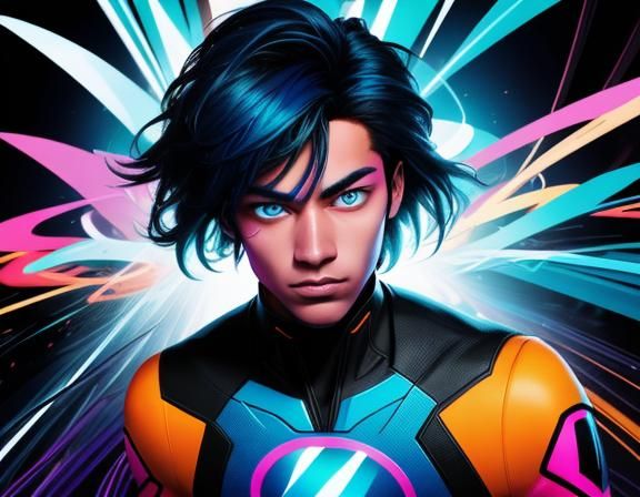 Teenage Hero in Vibrant Comic Book Art Style