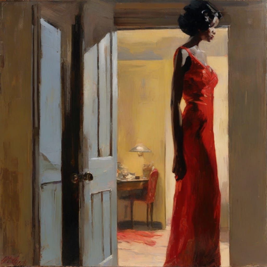 Film Noir Impressionistic Portrait in Oil