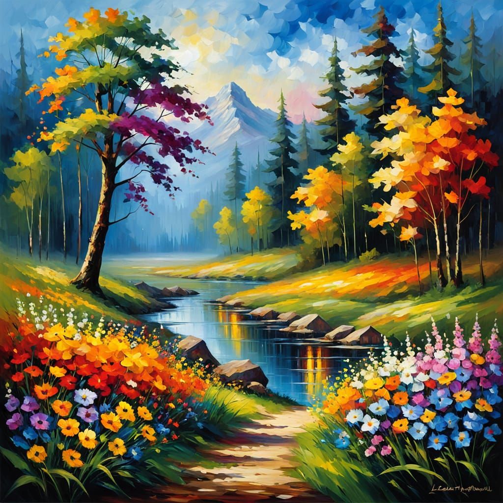 Paladin Amidst Wildflowers in Impressionist Style