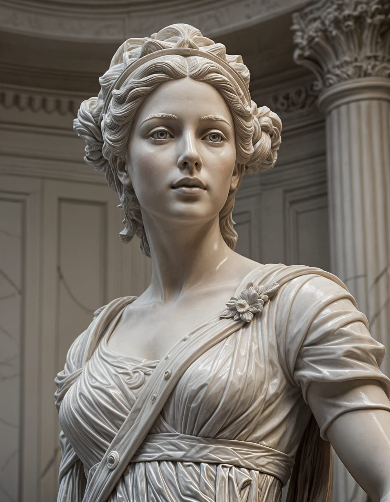 Elegant Futuristic Muse in Polished Marble