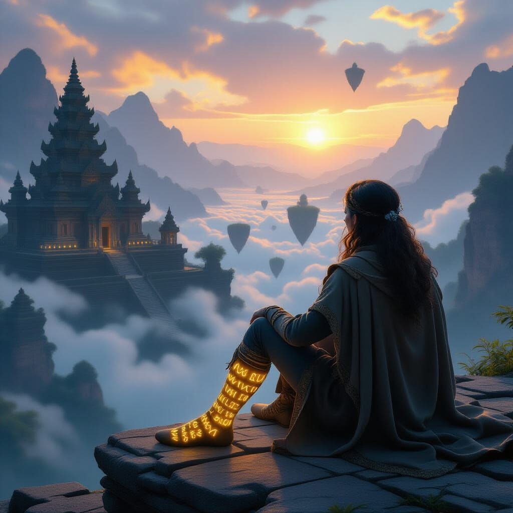 Guardian's Prophecy Socks on Ancient Temple Edge