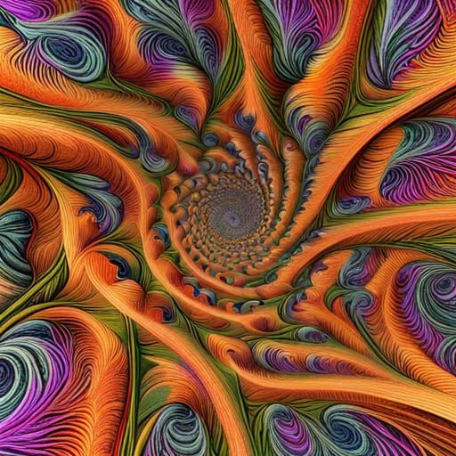 Diatom Land with Tiny People and Fractal Flowers