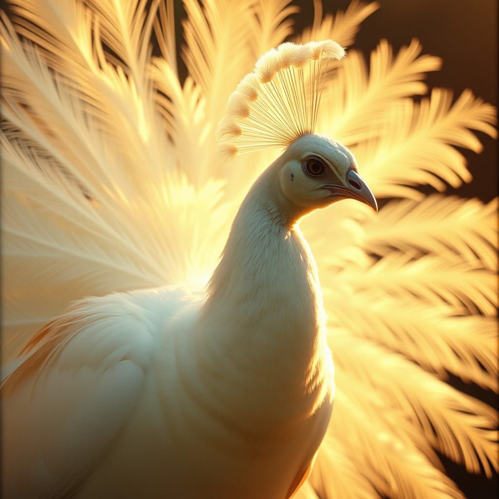 Majestic White Peacock Illuminated in Cinematic Lighting