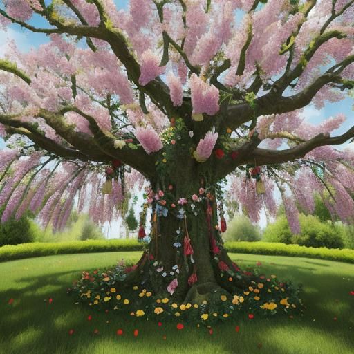 Exotic Tree with Large Bell Flowers