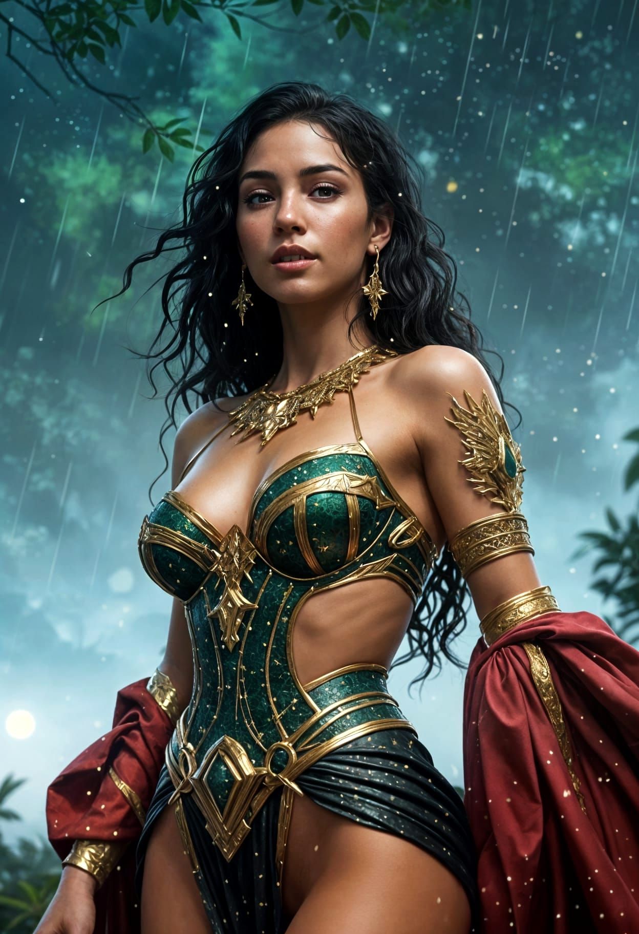 Goddess Nemesis in Magical Rainforest: Hyper-Realistic Art