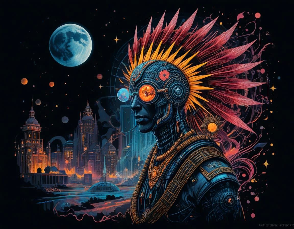 Street Art in a Futuristic Indian Aesthetic