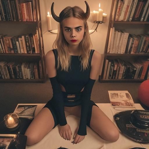 Cara Delevingne in Red Neon Circle, Movie Still