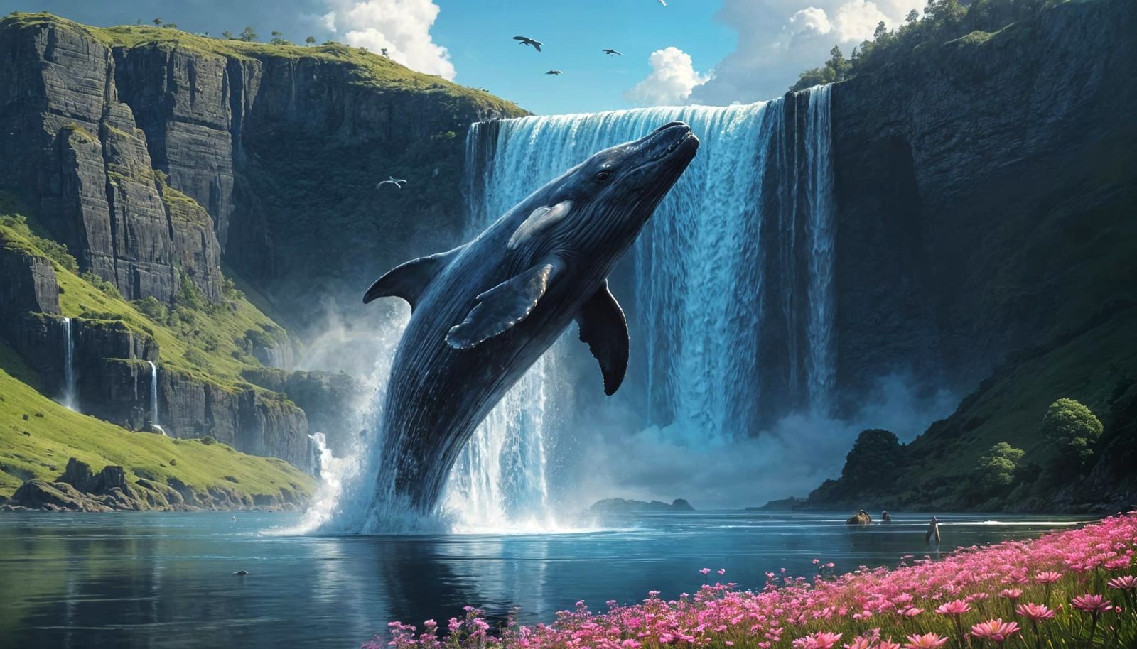 Serene Humpback Whale in Heavenly Realms