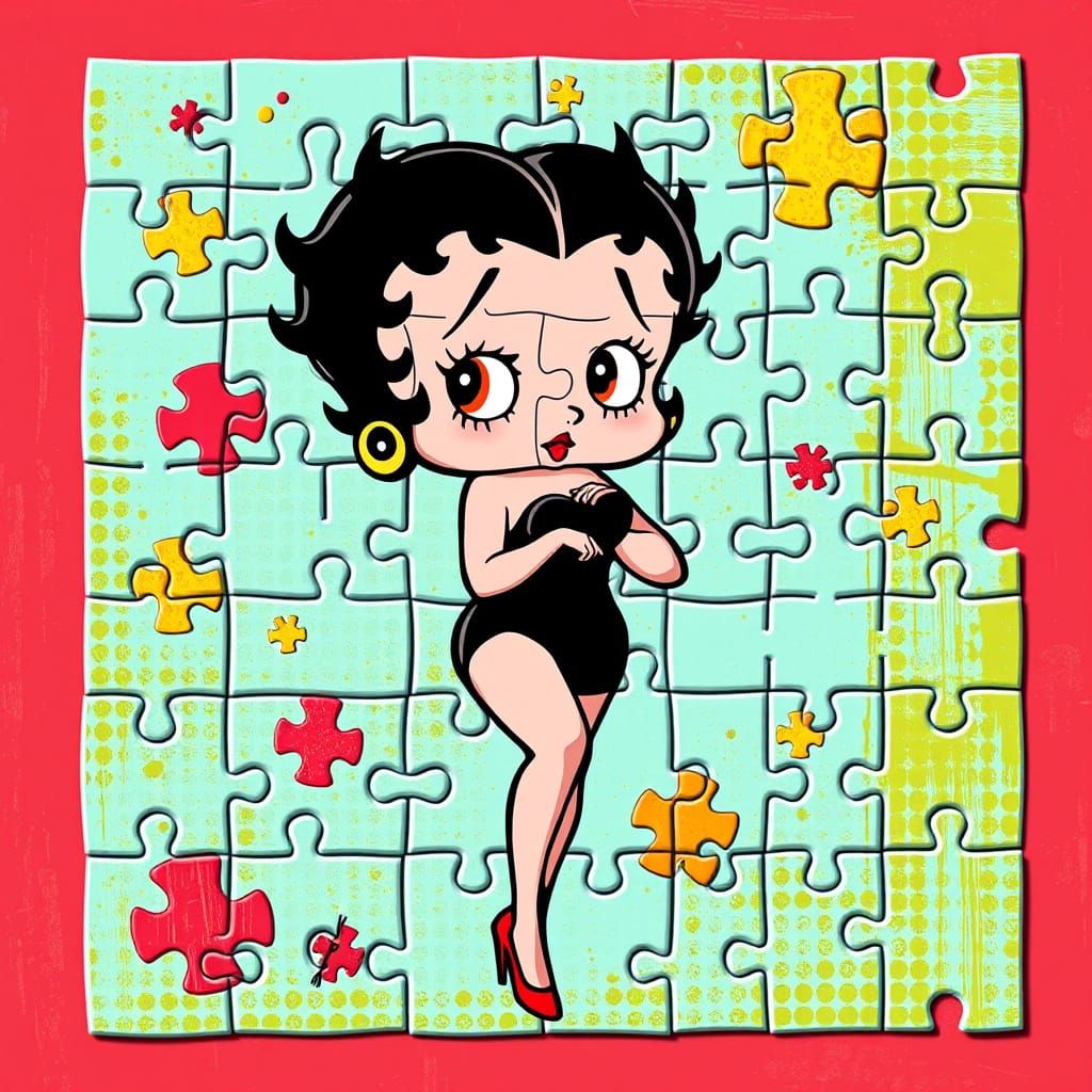 Betty Boop in Jigsaw Puzzle Style Digital Art