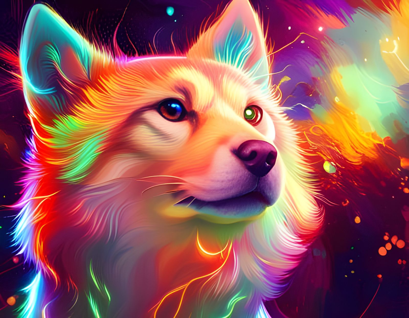 Electric Shiba Inu Digital Illustration