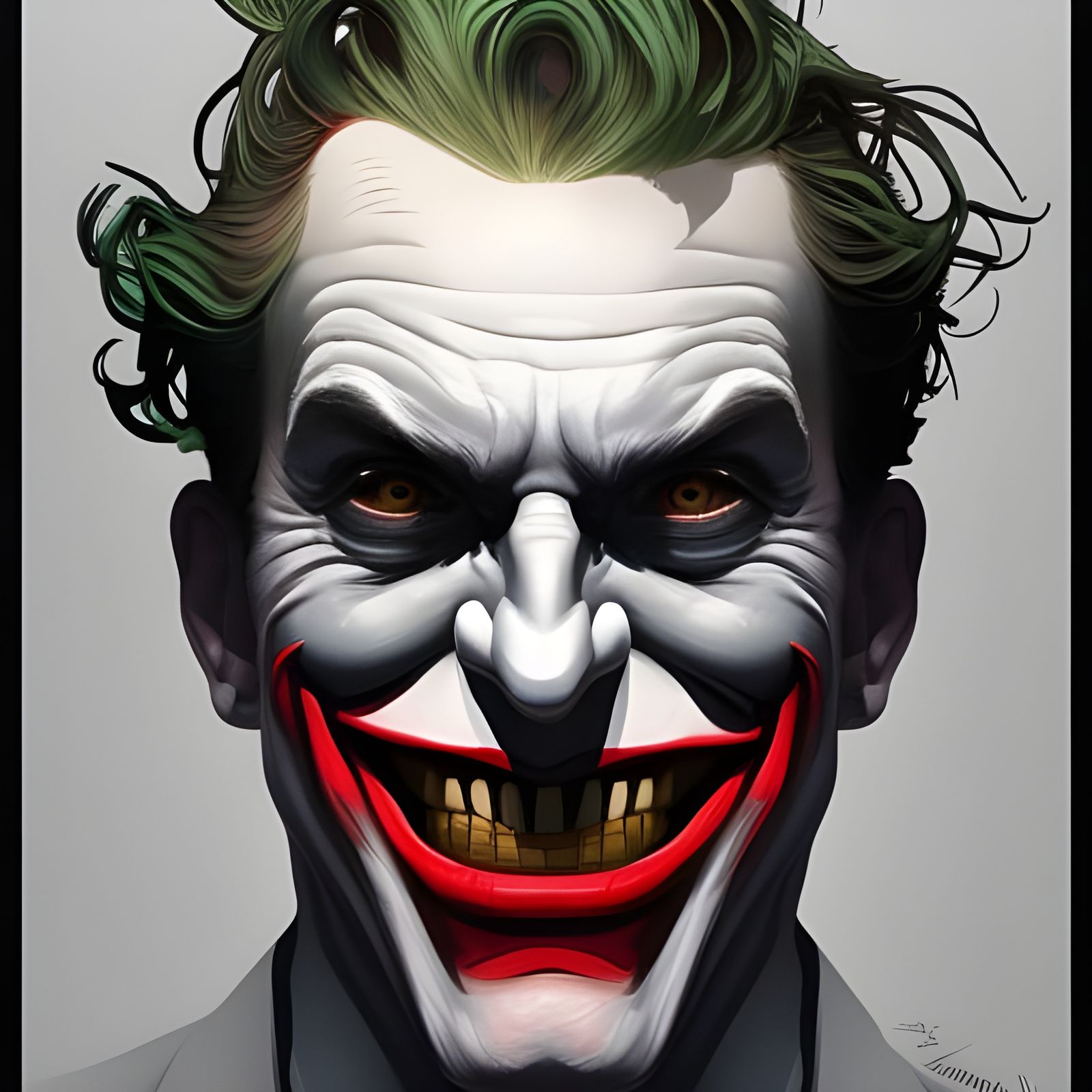 The Joker Portrait in Hyperdetailed Style