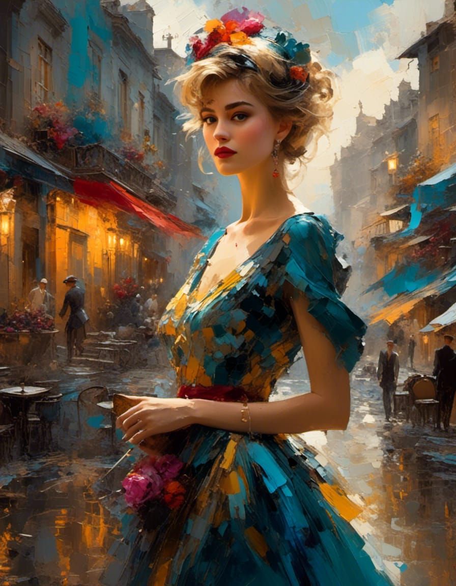 Gatsby Girl Impasto Painting Inspired by Naismith