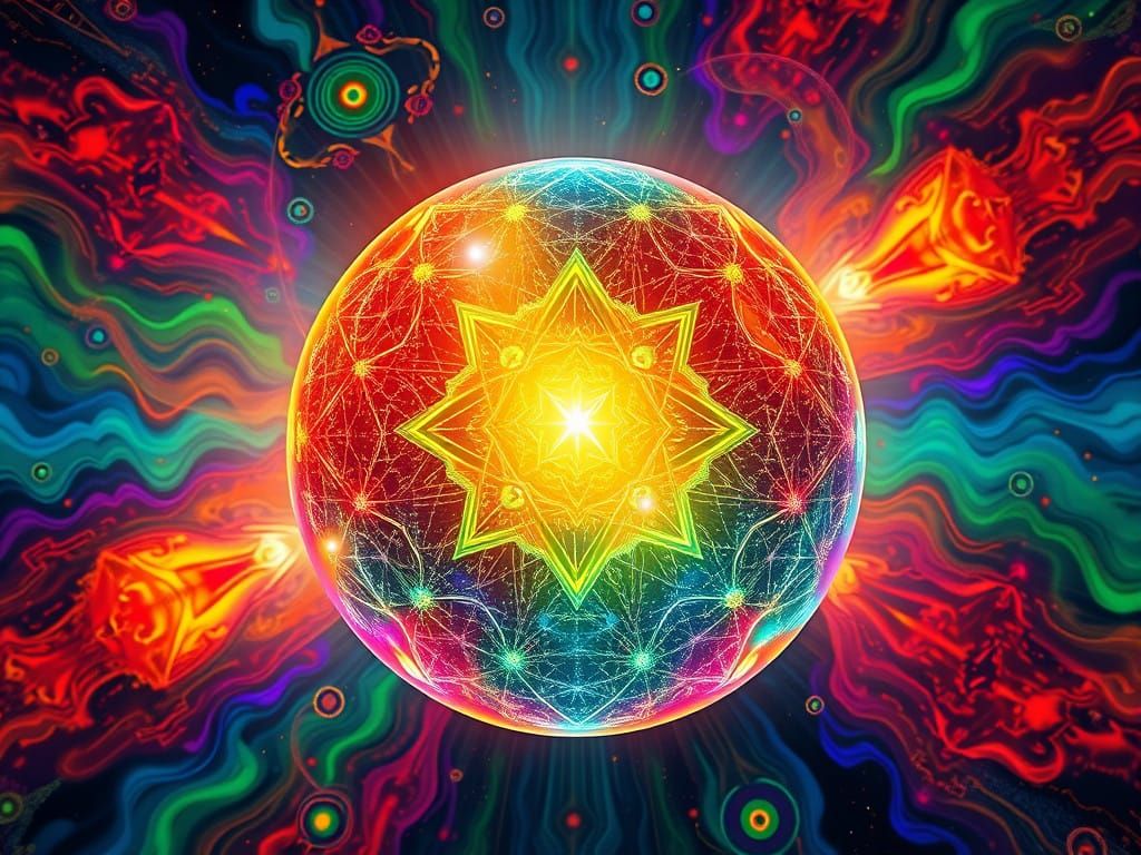 Surreal Cosmic Portal Radiates Fractal Patterns and Swirling...