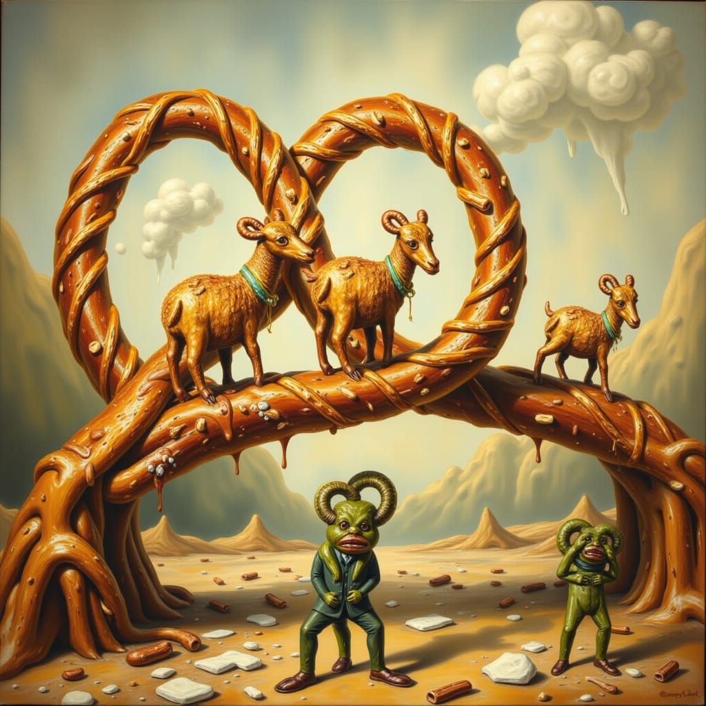 Billy Goats Gruff Crossing Giant Pretzel Bridge