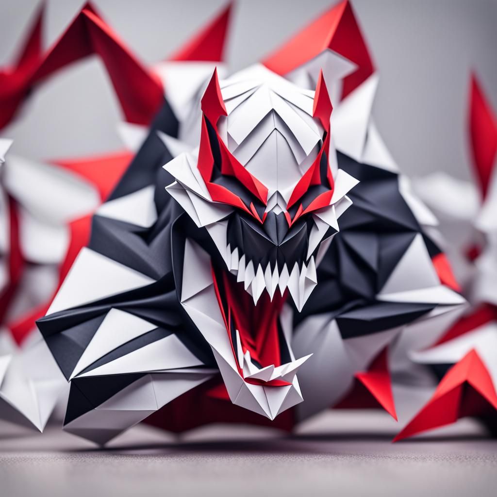 Origami Venom Papercraft Sculpture in 8K