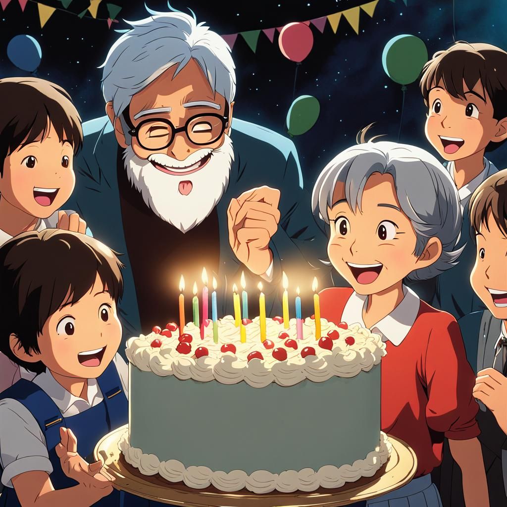 Hayao Miyazaki Style Birthday Celebration with Children