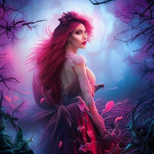 Mystic Forest Witch Portrait in Hyperrealistic Style