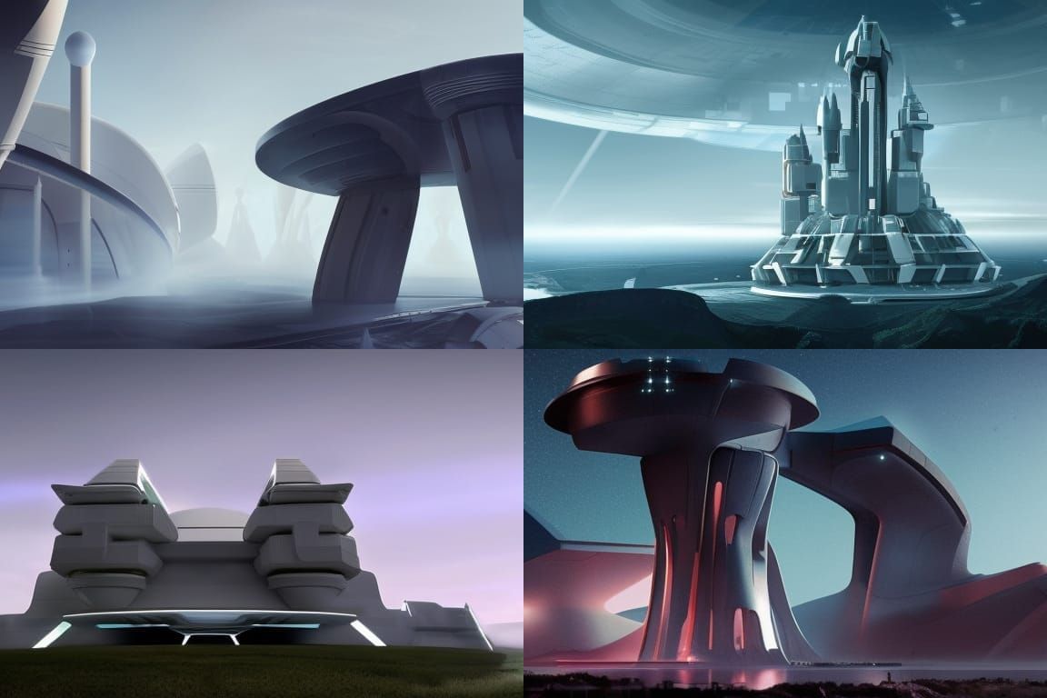 Futuristic Colossal Castle on Alien Planet in Sci-Fi Fantasy