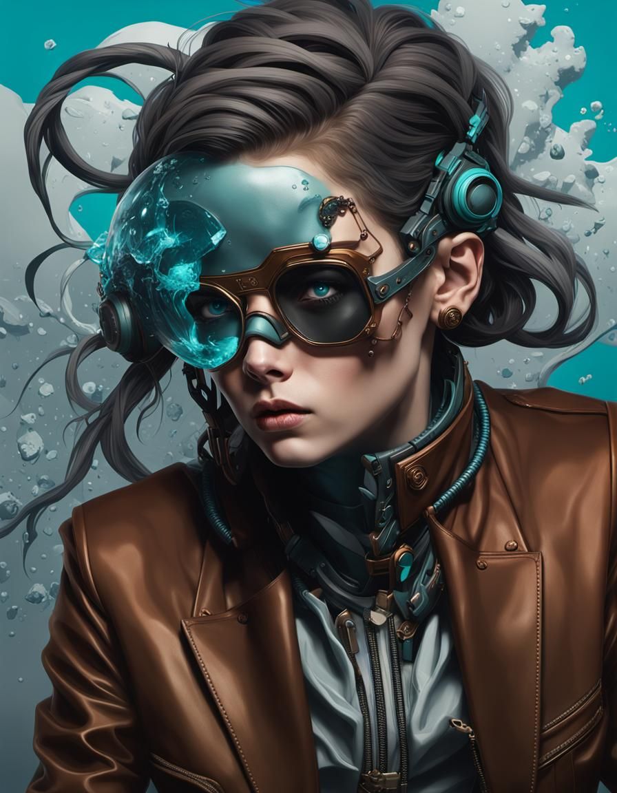 Cyberpunk Dystopian Architecture in Bronze and Cyan