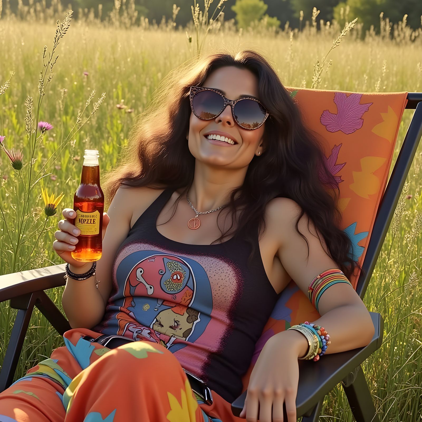 Woman Relaxing in a Grassy Outdoor Setting