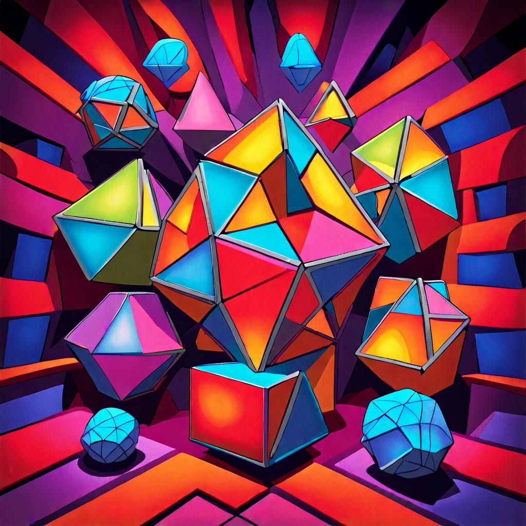 Glowing Neon Platonic Solids in 3D