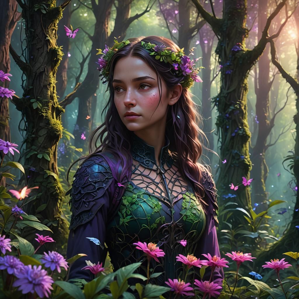 Lush Forest Girl in Fantasy Matte Painting