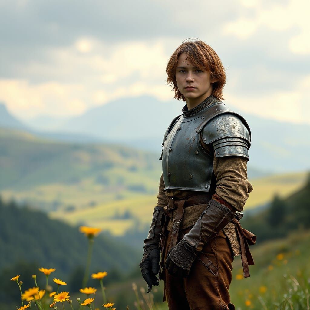 Medieval Knight in Serene Landscape