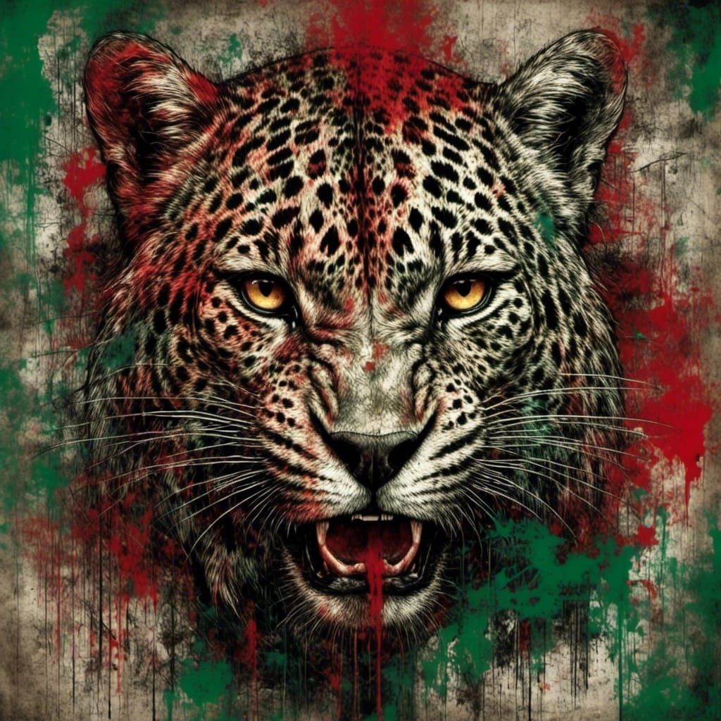 Majestic Leopard in Kenya with Grunge Poster Style
