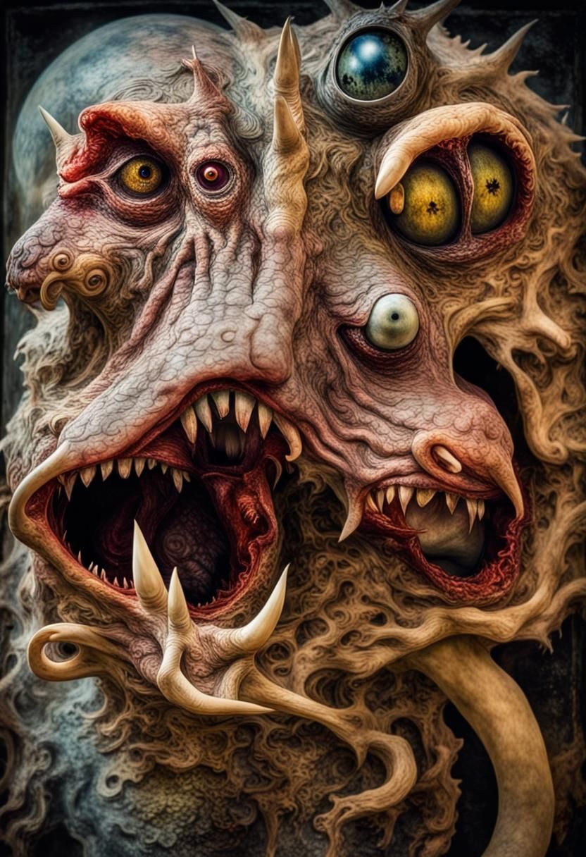 Distorted Cryptid Taxidermy Creature in Surreal Vision