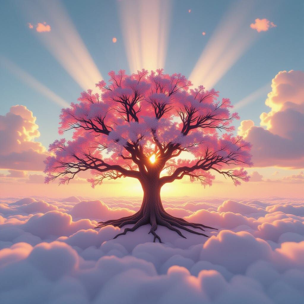 Plasma Baobab Tree with Spiked Base in Dreamy Style