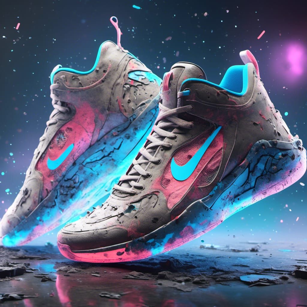 Futuristic Nike Sneaker in Graffiti Art Style