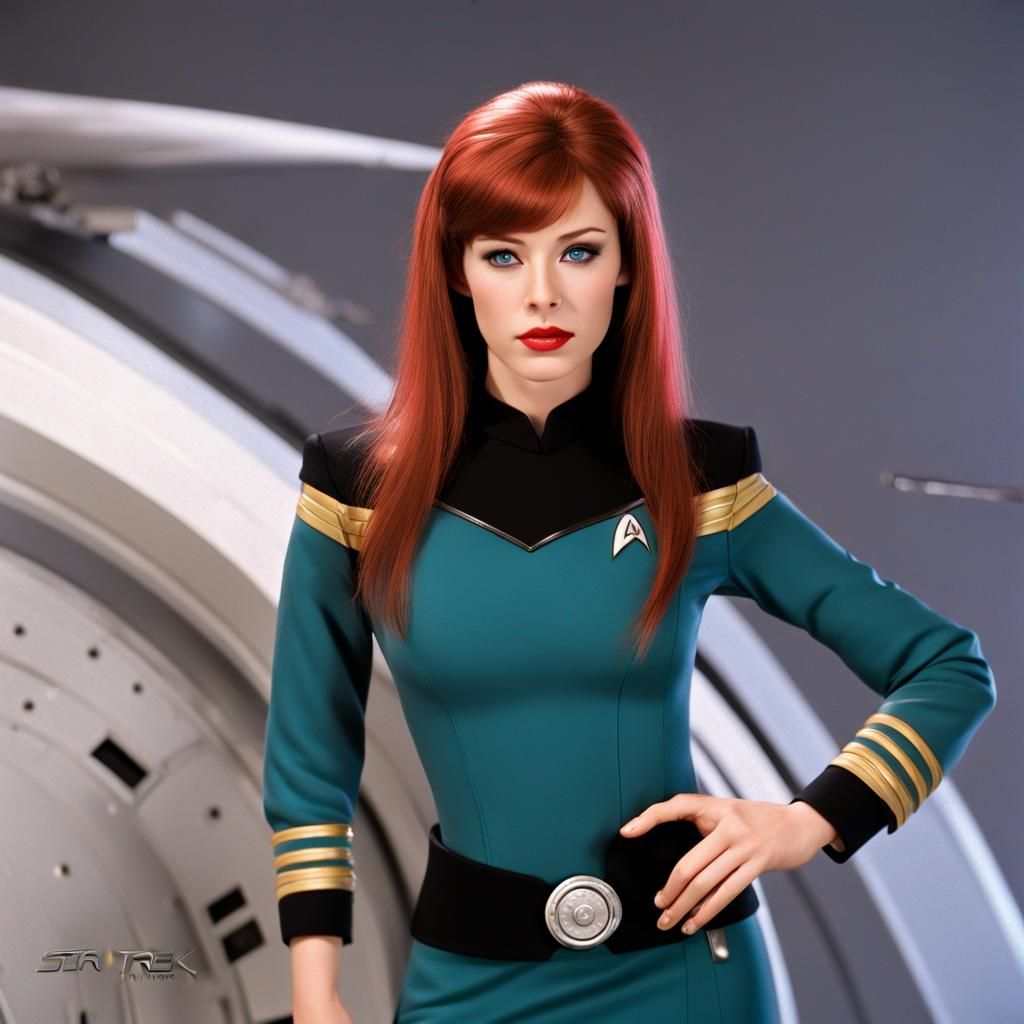 Star Trek Officer in Blue Uniform on Bridge