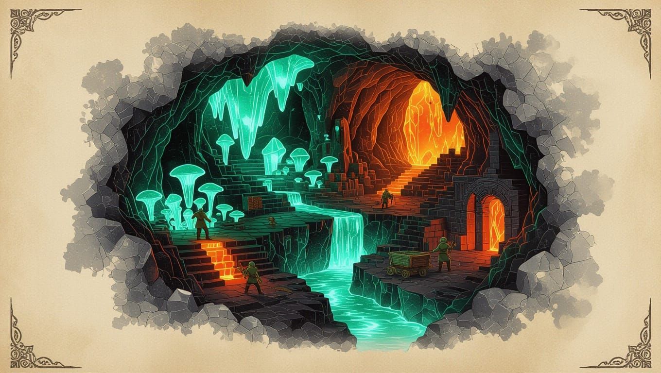 Fantasy City Map in Ink-and-Parchment Style