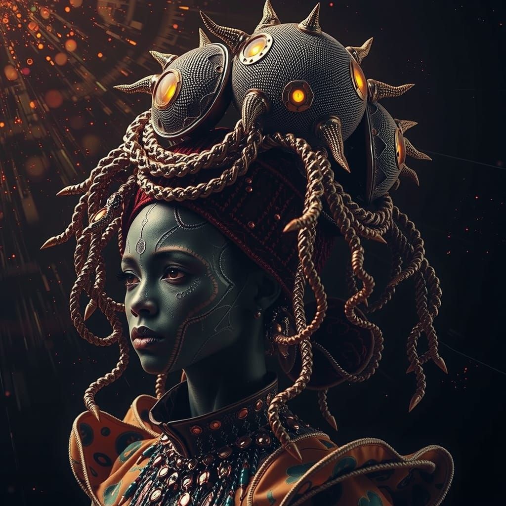 Regal African Queen in Surreal 3D CGI Style