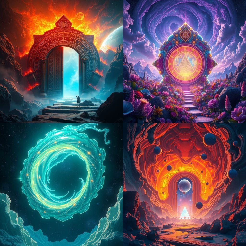 Surreal Galactic Gateway in Deep Fantasy Colors