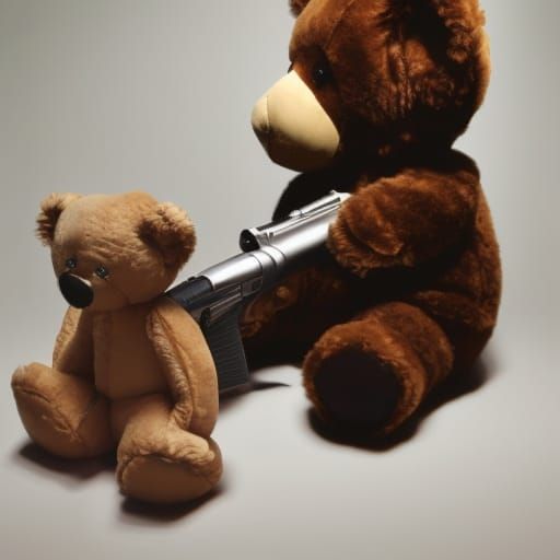 Teddy Bear Confrontation: Dark Image of Toy Violence