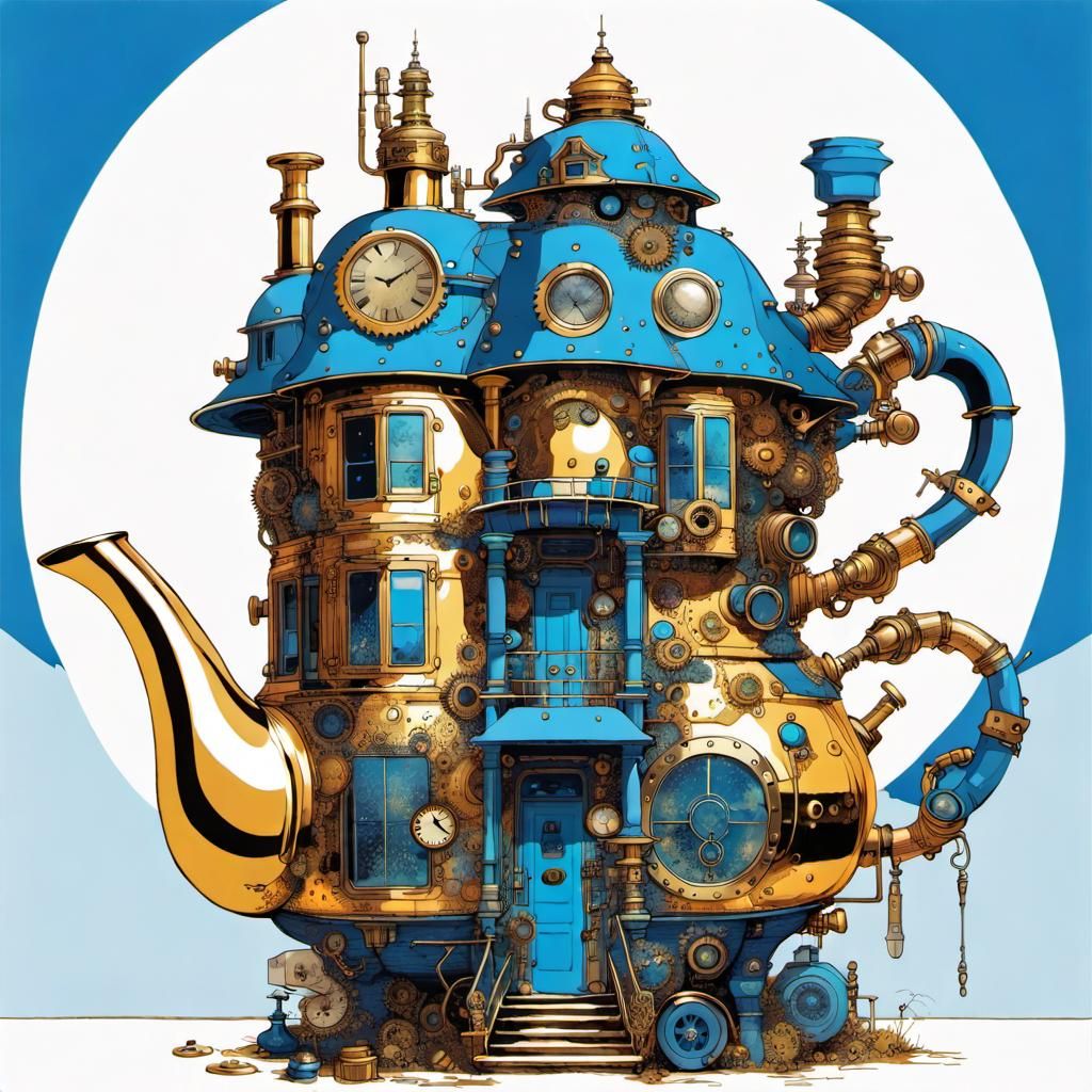 Steampunk Teapot House in Maximalist Style