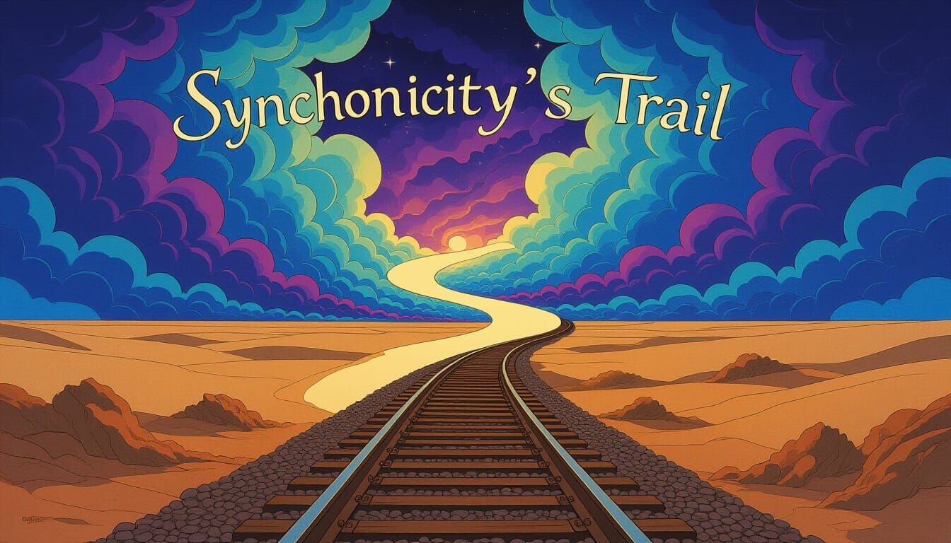 Surreal Pathway with Forked Rails in Comic Art Style