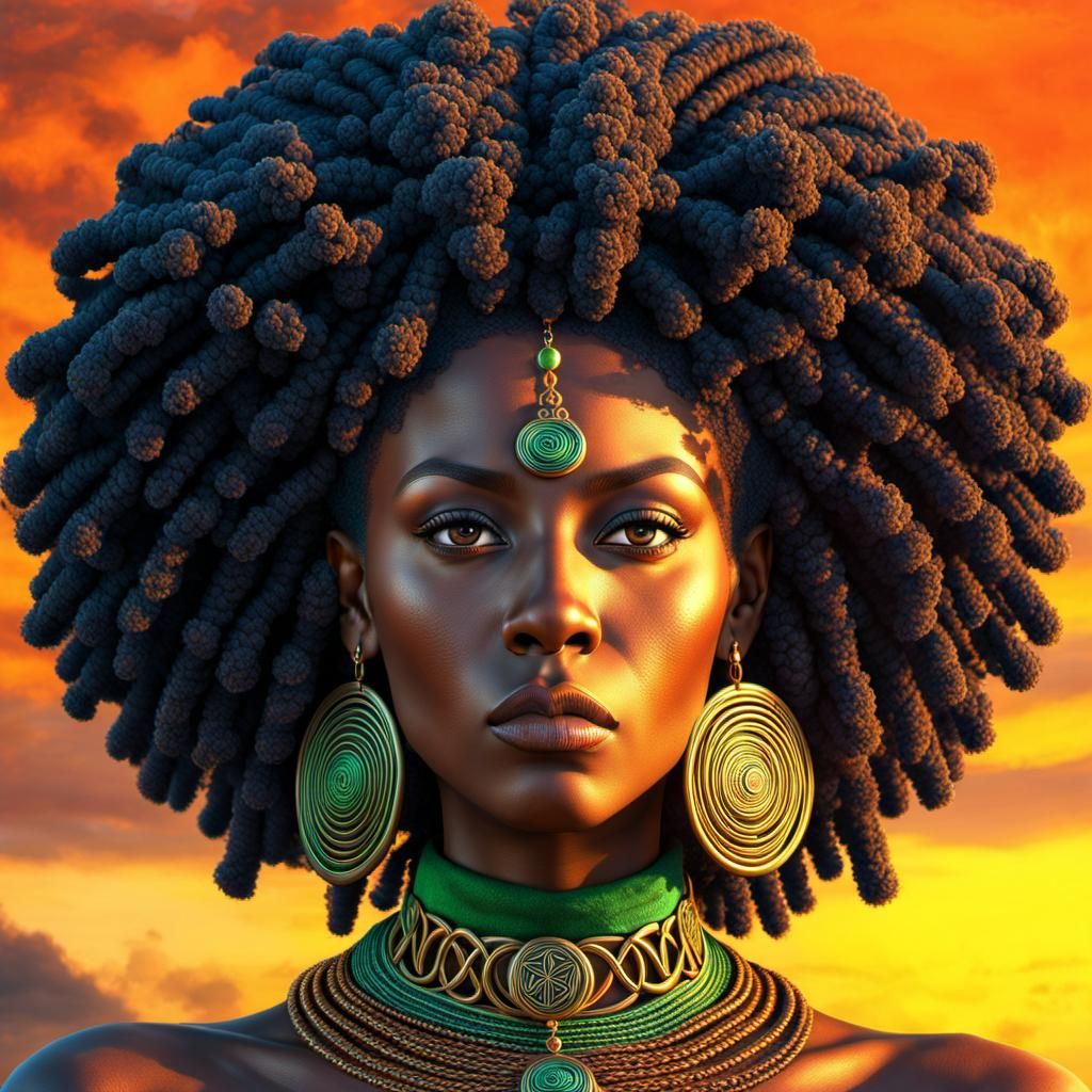 Celtic Afro Rastafari Hairstyle in Psychedelic Art