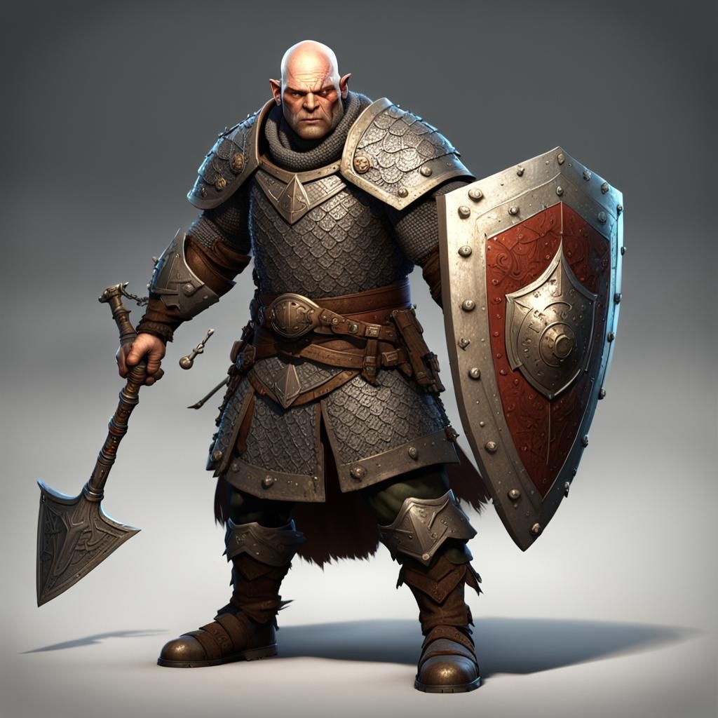 Half-Ogre Warhammer Wielder in Dark Fantasy Style