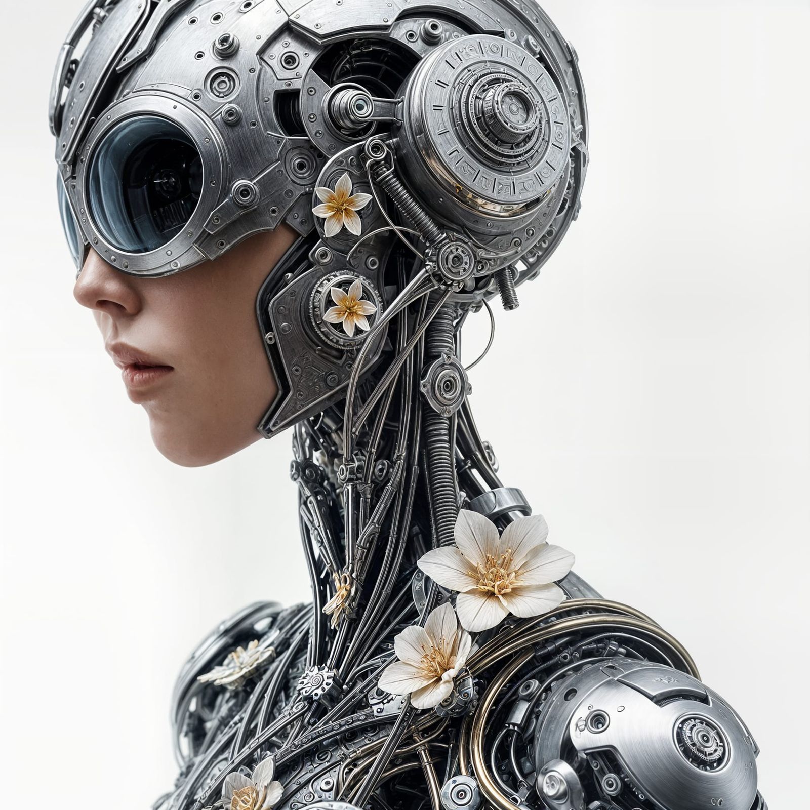 Cybernetic Goddess in Futuristic Metal Armor