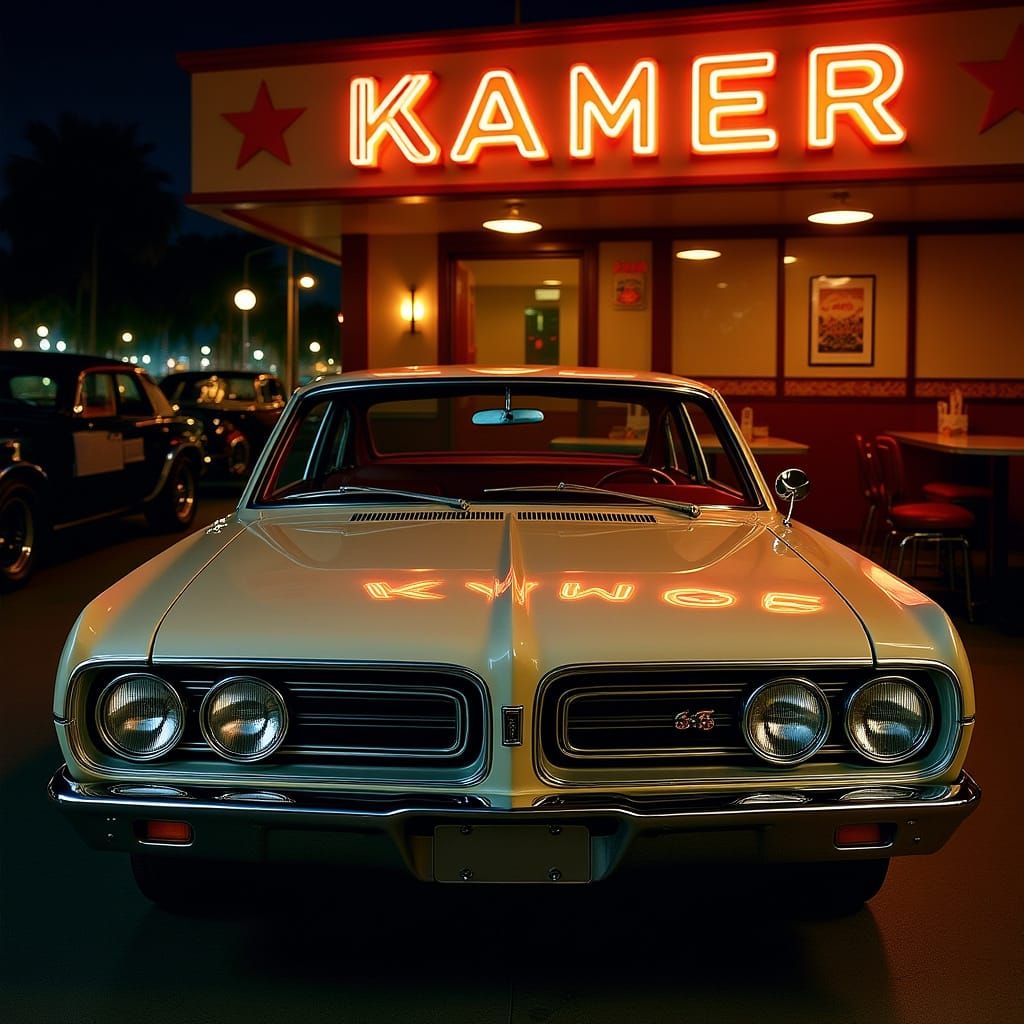 1964 Plymouth Barracuda Outside Retro Diner
