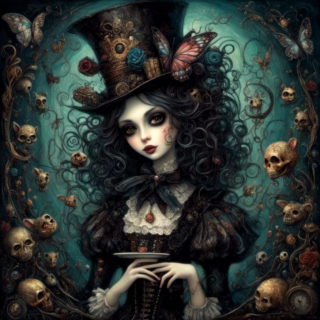 Dark Alice in Wonderland: Art Nouveau Style