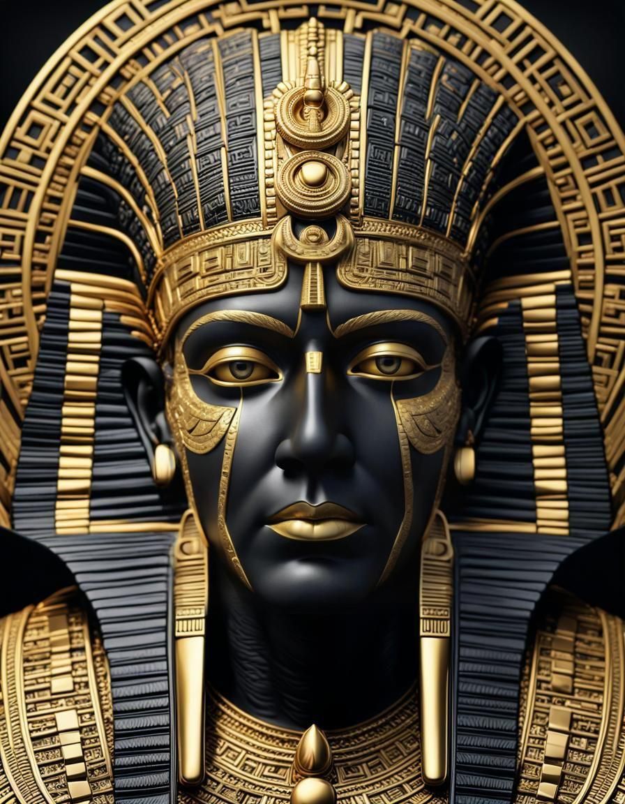Hyperrealistic Pharaoh in Gold and Black