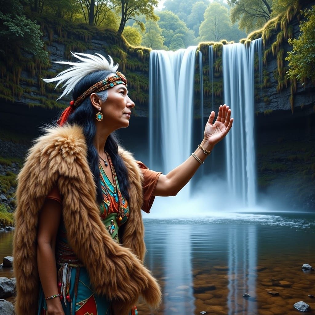 Native American Woman Encounters Mystical Mirror in Symmetri...